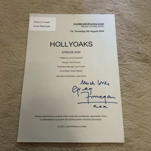 Hollyoaks signed james - hollyoaks,
