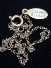 OLIVER BONAS 925 Silver Chain Sterling Silver Stacking Bracelet Pretty Crystals
