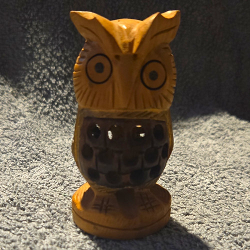 Hand carved wooden - hand, owl
