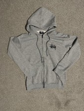 Custom Stussy Grey Zip Hoodie