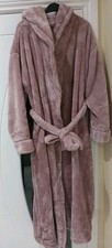 M&S Rosie Fleece Hooded Dressing Gown SIZE M DARK PINK