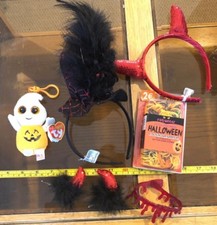 Claires Claire's Halloween Horror Bundle TY Soft Toy Horns Hat Blood Job Lot