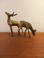 VINTAGE BRASS DEER FIGURINES X2