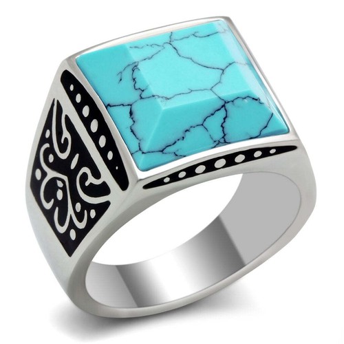 Mens turquoise blue ring
