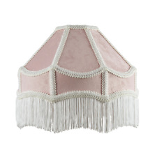 Traditional Victorian Empire Lampshade in Soft Blush Pink Velvet with Tassels...