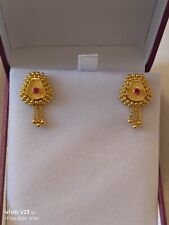 22K Solid y-gold With a Ruby,Hall marked, 3.89 gram Gorgeous Earring.Dubai D-F