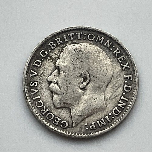 1917 silver threepence george - silver,