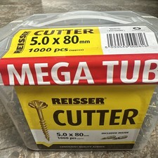 Reisser 5.0 x 80mm Cutter Csk Pozi Yellow Woodscrews (Mega Bulk Tub of 1000