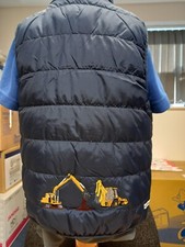 Embroidered Navy Gilet digger construction JCB Loader 3-4yrs Tractor Yellow gift
