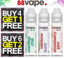88 Vape E Liquid Juice 50ml Vape Refill 75VG/25PG Nicotine Free Shortfill 0mg