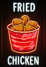 Fried Chicken Neon Look  Metal sign, Fried Chicken Plaque, Neon Look Sign