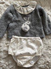Foque Unisex Boys Girls Grey Rabbit Outfit Set Jumper And Bloomers Age 3 Years