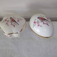 Royal Worcester Palissy Trinket Box Chaffinch Finch Bird Design x 2