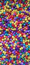 350g MULTICOLOURED LARGE GLASS BEADS MIX SIZES 2, 3, 4MM PURPLE GREEN YELLOWS +