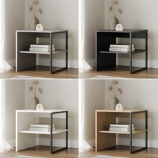 40cm Wood & Steel Sofa Side
