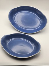 Gustavsberg "Gefyr" By Stig Lindberg Set Of Two Ovenware Dishes No 12 + 14 Blue