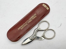VINTAGE WISSER SOLINGEN GERMANY NAIL SCISSORS WITH LEATHER CASE