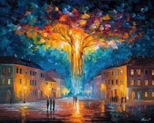 Leonid Afremov ROOTED SKY Oil