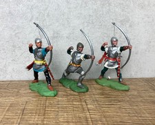Vintage Britains Swoppet Knights Archers x3 1960s Swoppets