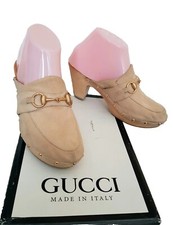 Gucci Authentic Vintage Wooden Glogs Mules sz Eur38 Uk5 Or 4.5