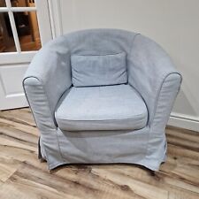 Pair of IKEA Tullsta  bucket chairs in grey with removable washable covers