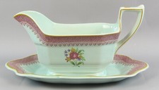 Vintage Adams Lowestoft Calyx Ironstone Gravy Sauce Boat With Fixed Saucer