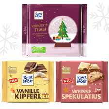 RITTER SPORT | CHRISTMAS Flavoured Milk Chocolate Bars | 100g - 145g