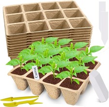 10 Pack 120 Cells Seed Starter Tray Biodegradable Peat Pots w/ 100 Labels
