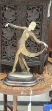 Austrian Art Deco Sculpture Dancing Lady Closed Eyes With Elegant Legs Lorenzl
