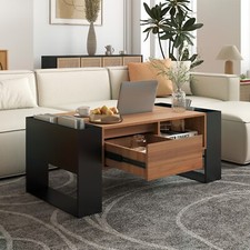 Modern Coffee Table with Drawer Storage Shelf Wooden Table Living Room Furniture