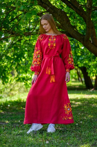 Women red linen - women's,