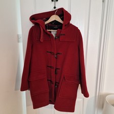 Women's Red Montgomery Wool Coat Size M Made In England