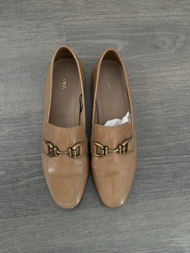 Zara loafer tan gold - zara, uk