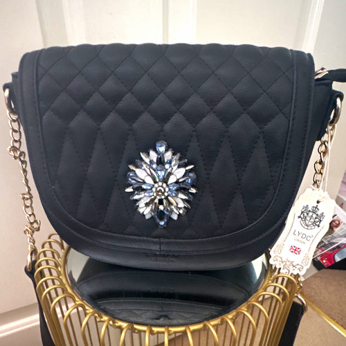 Lydc black quilted faux - quilted,