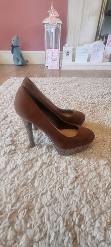 Brown suede style platform - brown,