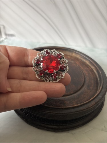 Vintage eloxal brooch red - vintage,