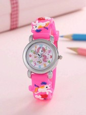 Girls / Childs Colourful  Unicorn Quartz Watch Rose Pink  Strap