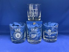 Royal Navy, HM Ships, Royal Marines & HM Submarines engraved Whisky glass.