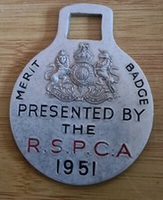 1951 R.S.P.C.A    RSPCA   Merit Badge  Medal Aluminium  Coat of Arms