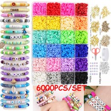 6000Pcs/Set Clay Beads for Bracelet Making Kit Clay Flat Polymer Beads Jewellery