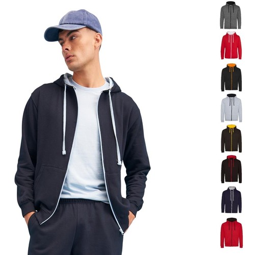 Mens zip hoodie contrast - hoodie,