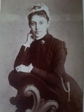 CDV Beautiful Woman Bonnet & Chain Fashion Hardey Doncaster - Victorian Photo bb