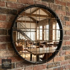 Round industrial Style Mirror