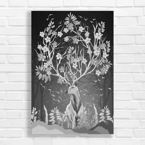 Deer stag head flowers black - ,