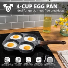 4 Cup Egg Frying Pan Non Stick | Pancake Omelette Poached Induction Skillet
