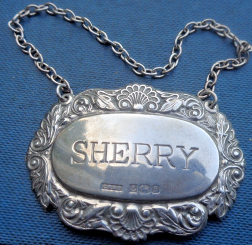 Silver sherry decanter label - sherry,