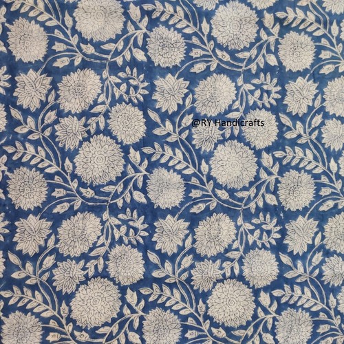 Blue block printed fabric - block,