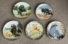 4 Franklin Mint Collector Dog Plates + Bonus Teddy Bear Plate