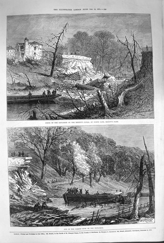 Old antique print 1874 - old,