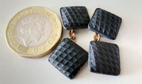 Antique french jet cufflinks - french,